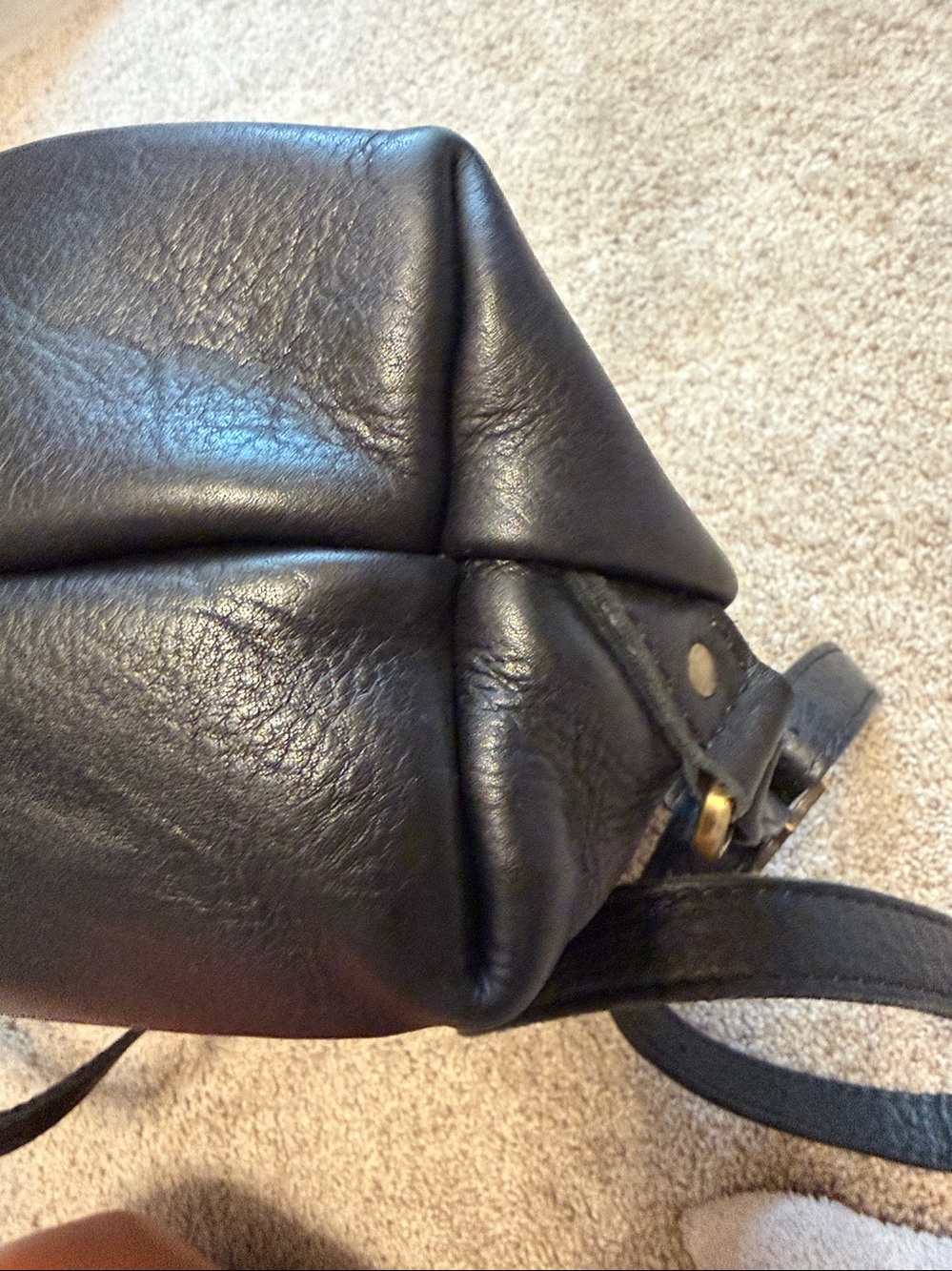 Portland Leather Black Backpack with Gold Hardware - Picture 3 of 7